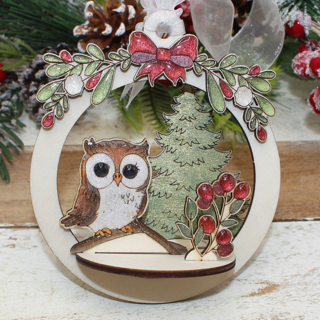 Little Owl 3D Tree Ornament Set