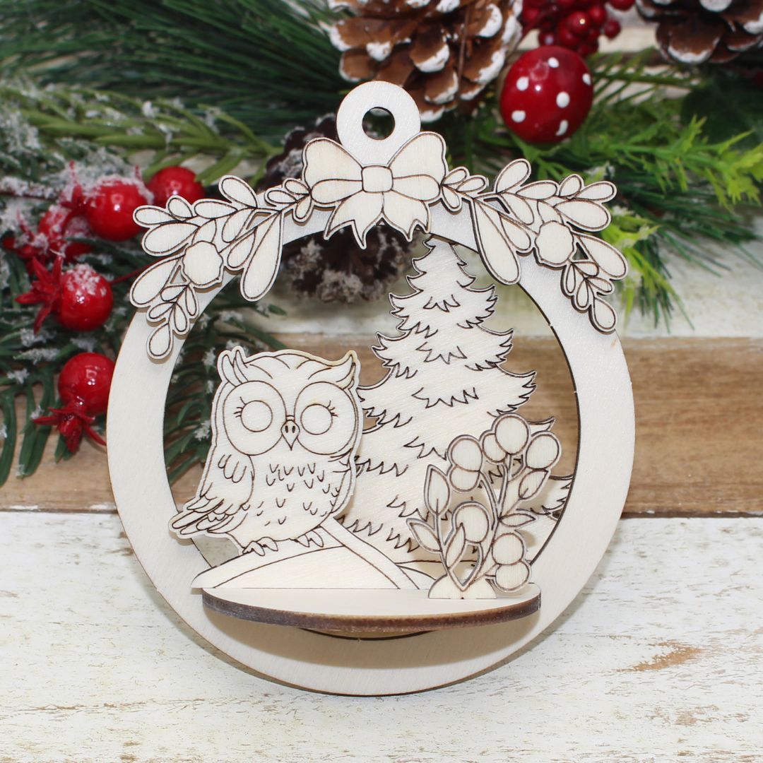 Little Owl 3D Tree Ornament Set