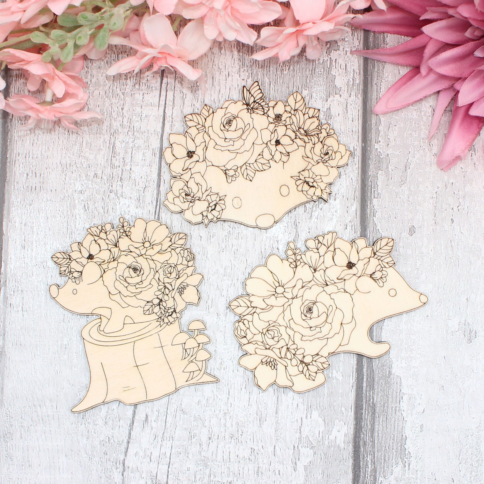 Hedgy the Hedgehog Floral Set of 3