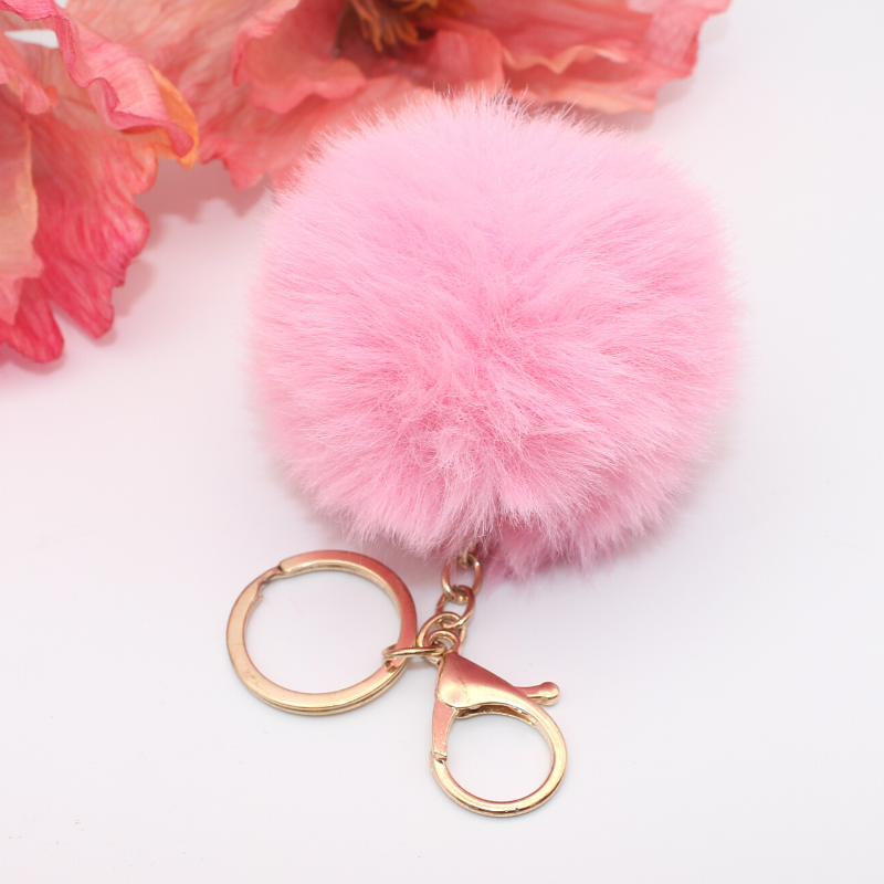 Pink Pom Pom with Gold Claw Clasp